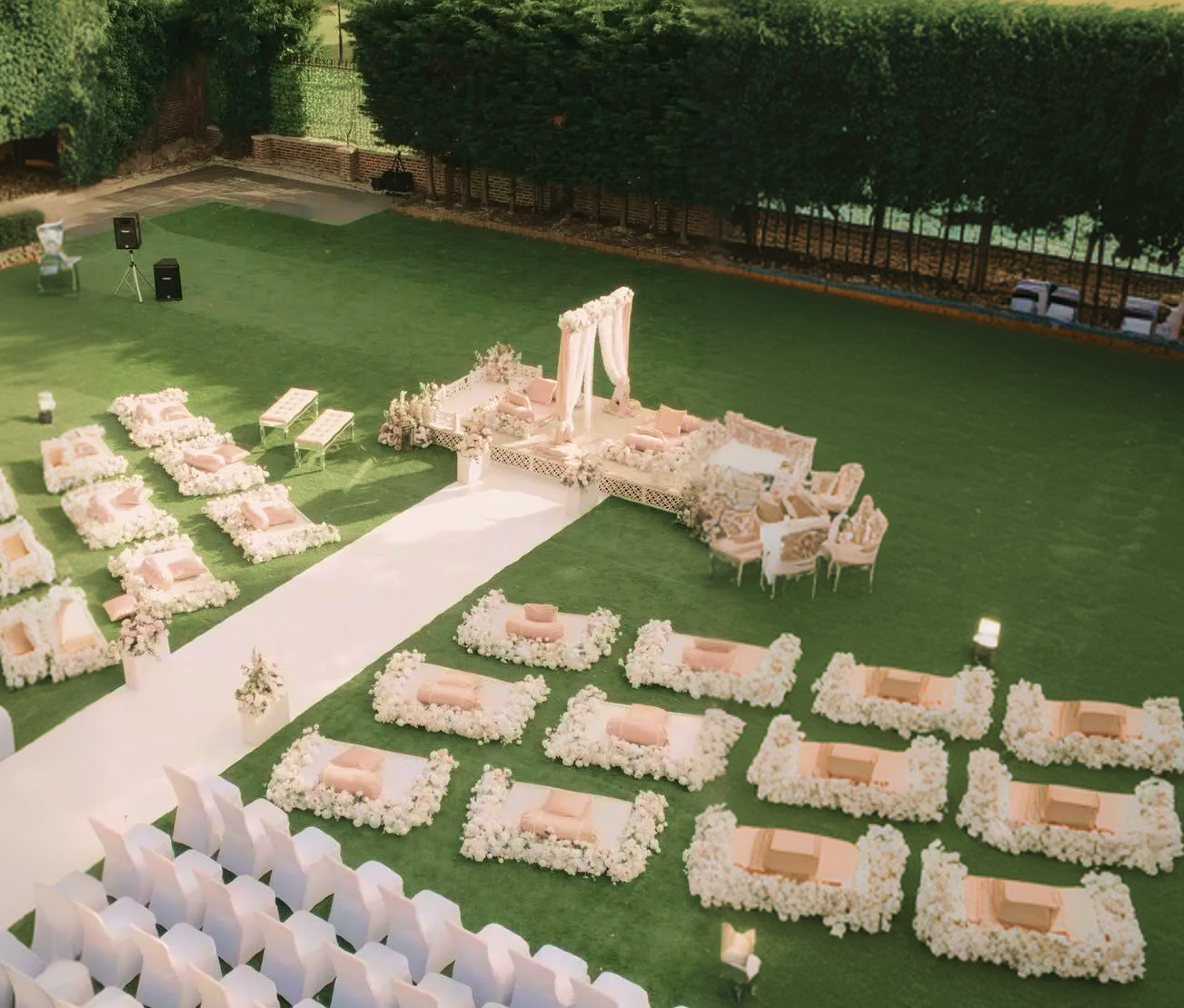 Image showing a modern intimate nikkah setup in open lawn by Bazouq Events
